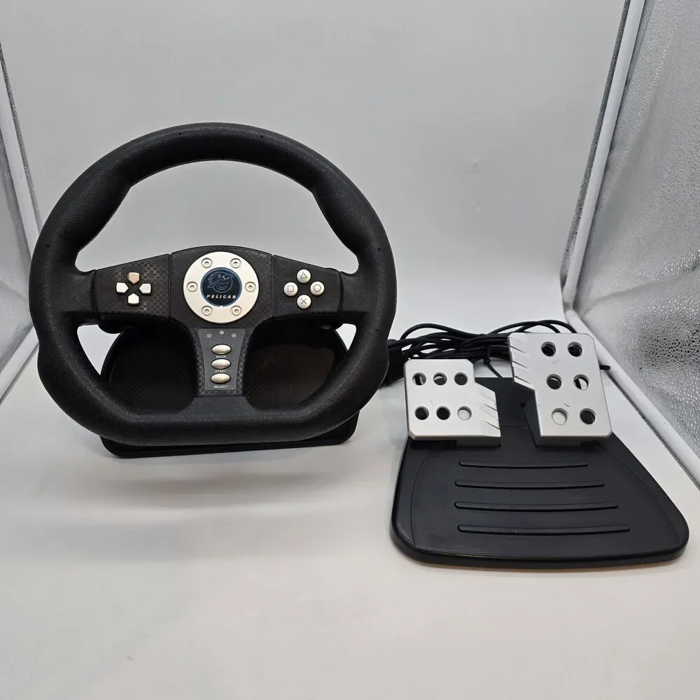 Pelican Playstation 2 PS2 Cobra TT Racing Steering Wheel Controller Pedal